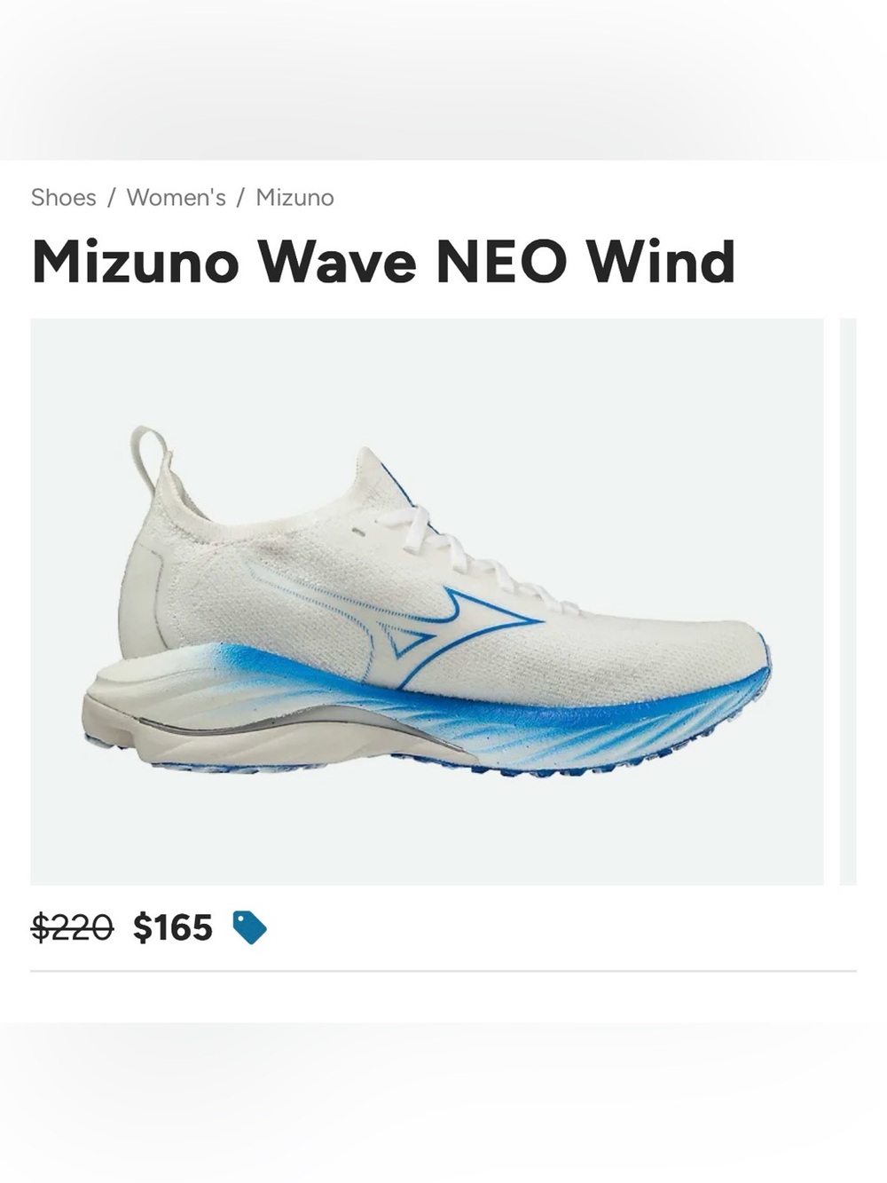 Mizuno Wave NEO Wind Women's Sneaker - White & Blue